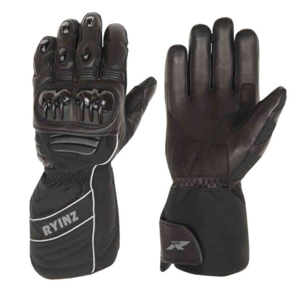 RYINZ Black Riding Gloves for Wholesale & Retail with Carbon Knuckle Armor, Mesh Back & Reinforced Leather Palm - Image 11