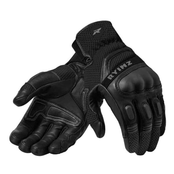 RYINZ Black Riding Gloves for Wholesale & Retail with Carbon Knuckle Armor, Mesh Back & Reinforced Leather Palm - Image 14