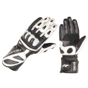 RYINZ Racing Leather Motorcycle Gloves for Wholesale & Retail with HIPORA Insert, Zip Cuff & Fiberfill Lining