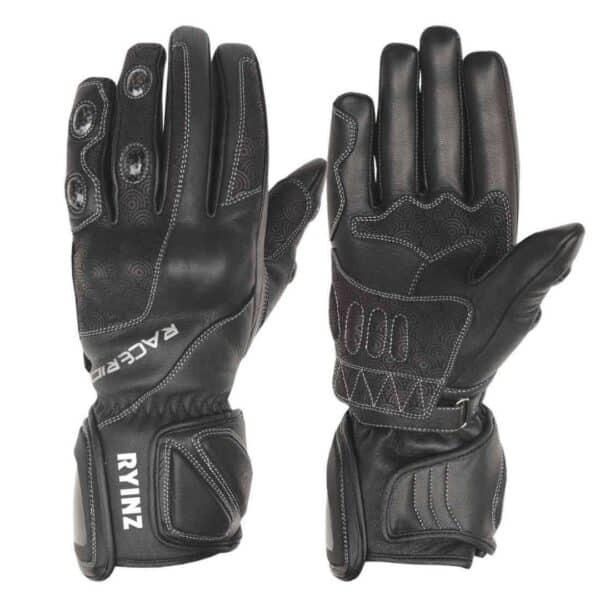RYINZ Black Riding Gloves for Wholesale & Retail with Carbon Knuckle Armor, Mesh Back & Reinforced Leather Palm - Image 17