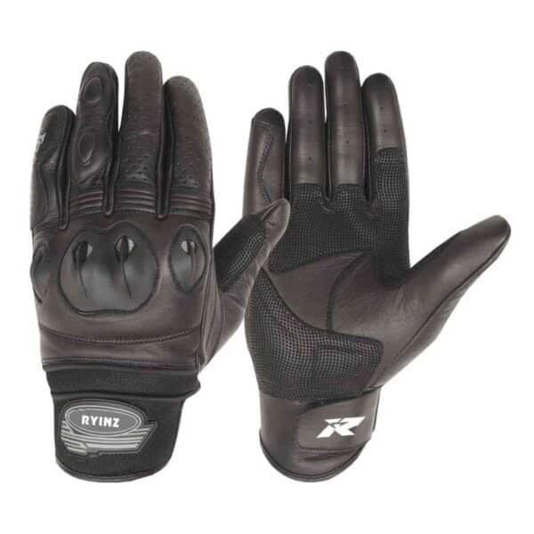 RYINZ Premium Aniline Goat Leather Motorcycle Gloves with Carbon Knuckle & Neoprene Cuff for Wholesale & Retail