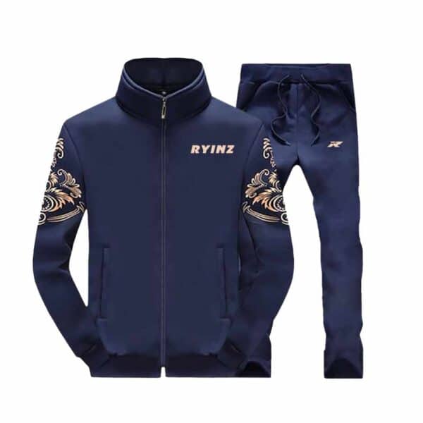 White & Navy Men’s Tracksuit by RYINZ | Minimalist Full-Zip Jacket & Joggers Set | Clean Custom Activewear for Sport - Image 3
