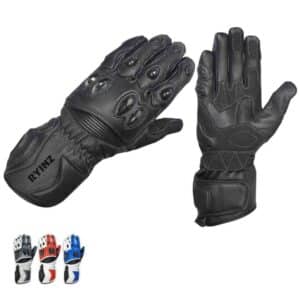 RYINZ Premium GoatSkin Leather Motorcycle Gloves with TPU Knuckle & EVA Cuff Protection – Model MBWG 9999-0118