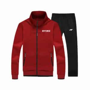 Red & Black Sports Tracksuit Set for Men by RYINZ | Zip-Up Jacket & Joggers | Stylish Wholesale Gymwear & Streetwear Combo