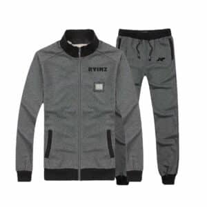 Men’s Grey & Black Athletic Tracksuit by RYINZ | Full-Zip Warm-Up Set | Slim Fit Joggers | Custom Sportswear Wholesale Europe