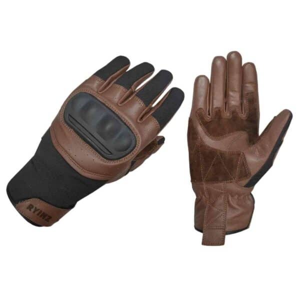 RYINZ Black Riding Gloves for Wholesale & Retail with Carbon Knuckle Armor, Mesh Back & Reinforced Leather Palm - Image 6