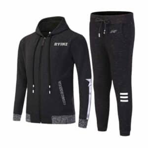 Black Star Design Tracksuit Set for Men by RYINZ | Slim Fit Zip-Up Hoodie & Joggers | Modern Streetwear Sports Outfit