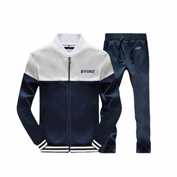 White & Navy Men’s Tracksuit by RYINZ | Minimalist Full-Zip Jacket & Joggers Set | Clean Custom Activewear for Sport - Image 9