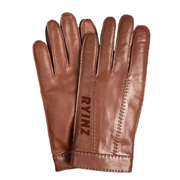 RYINZ Classic Perforated Leather Driving Gloves for Men – Two-Tone Tan & Black, Stylish Knuckle Vent Grip Gloves for All Seasons - Image 2