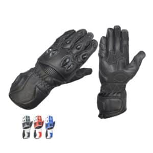 Ryinz Premium Leather Motorcycle Racing Gloves – Full Hand Protection with Carbon Armor – Motorbike Gloves for Racing, Cruising, and Adventure Riding – Available in Red, Black, White, and Blue