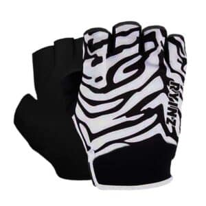 RYINZ Zebra Print Cycling Gloves – Half Finger Padded Gloves for Biking, Spinning, Gym, and Fitness – Breathable and Stylish