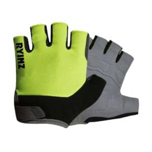 RYINZ Neon Green Breathable Half-Finger Cycling Gloves with Gel Padding & Anti-Slip Grip for Road, MTB, and Fitness Use